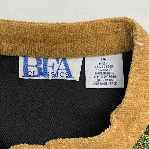 BFA Embroidered Patchwork Tapestry Jacket Womens 14 Brown Floral Grandma - Picture 5 of 11